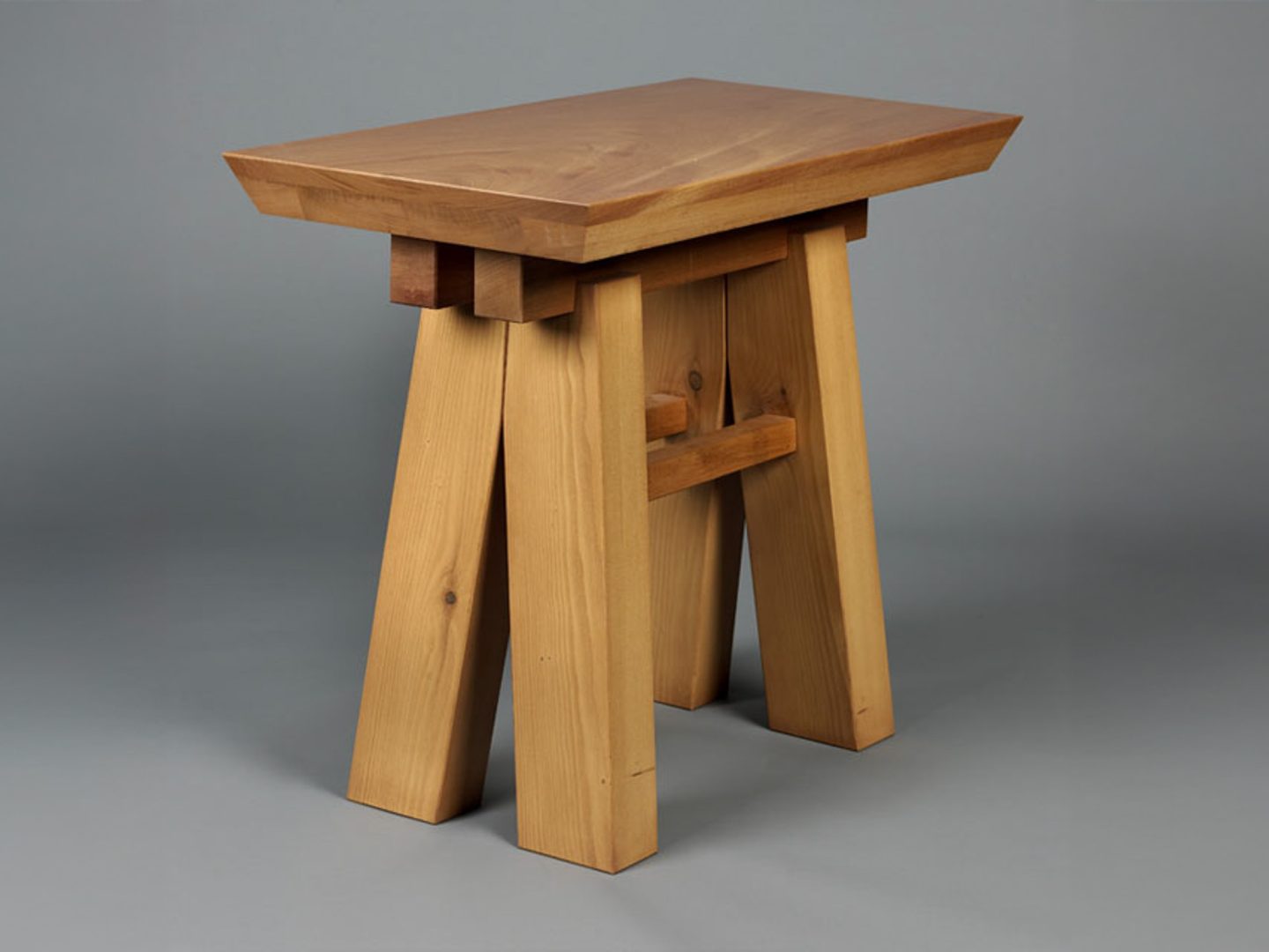 small wooden stool displayed in a furniture design studio at Anderson Ranch Arts Center