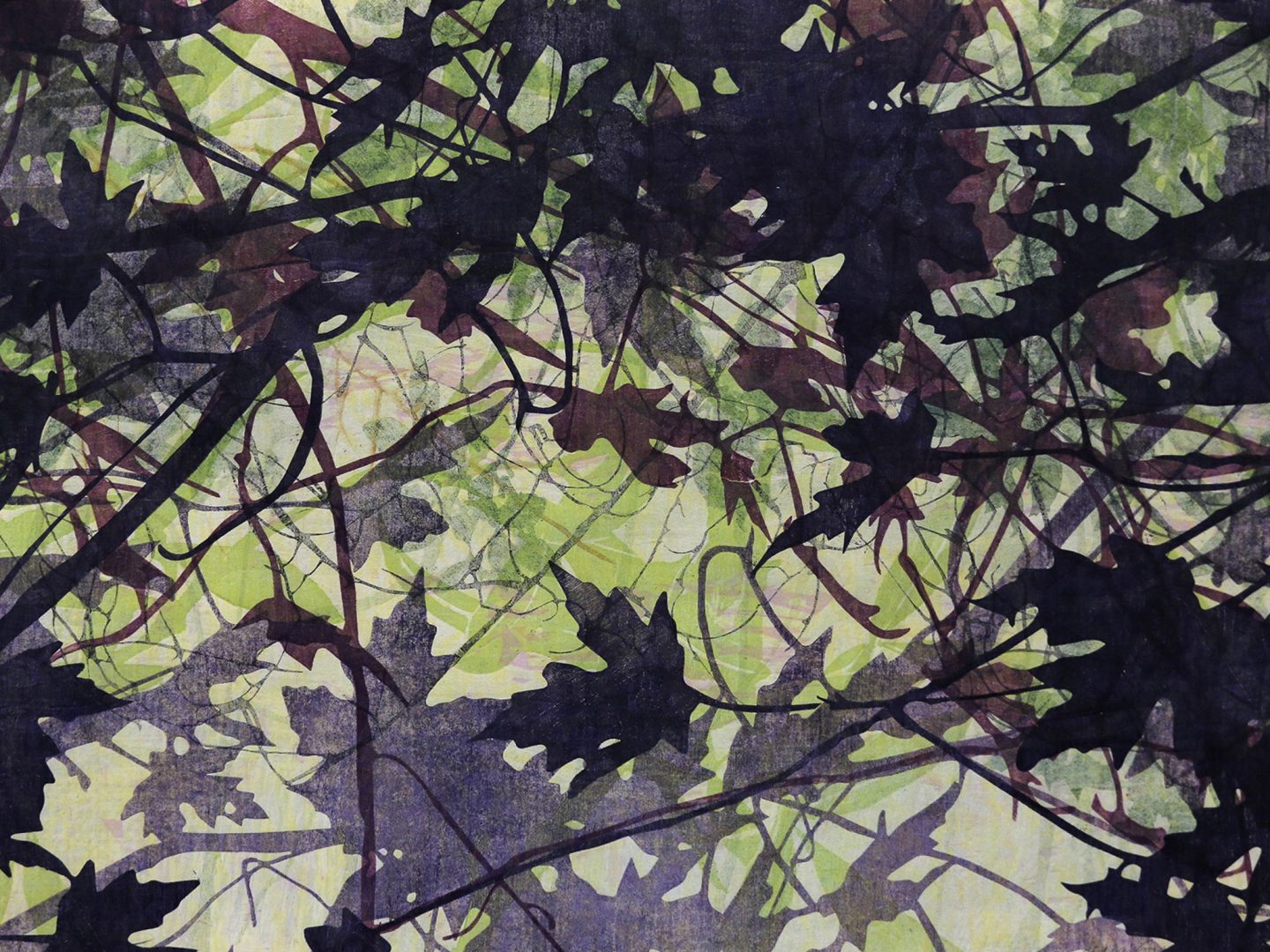 Laser cut printmaking course combining monotype with hand- and laser-cut woodcut matrices for layered prints