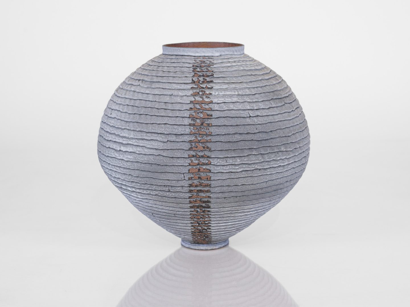 large-scale coil-built ceramic moon jar form