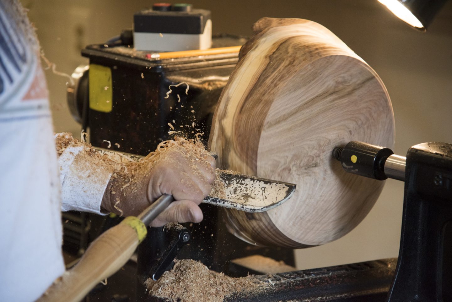 woodworking studio at Anderson Ranch Arts Center featuring a wood lathe and handcrafted furniture pieces
