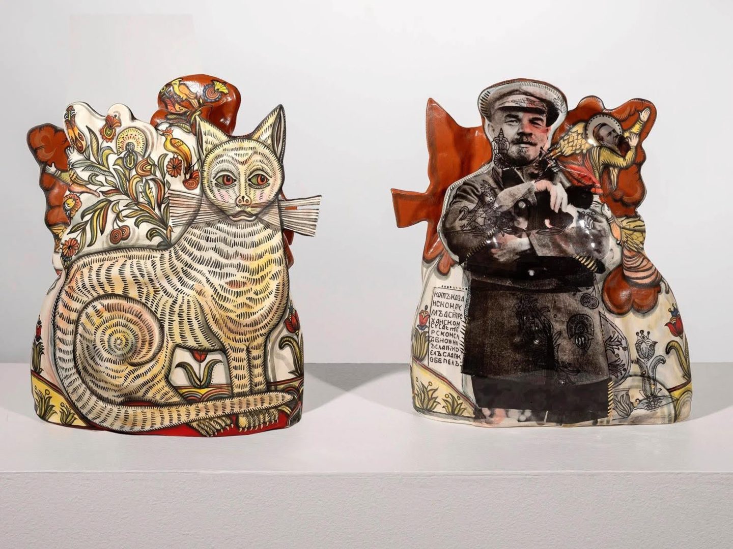 mixed media ceramic surfaces integrating imagery and clay