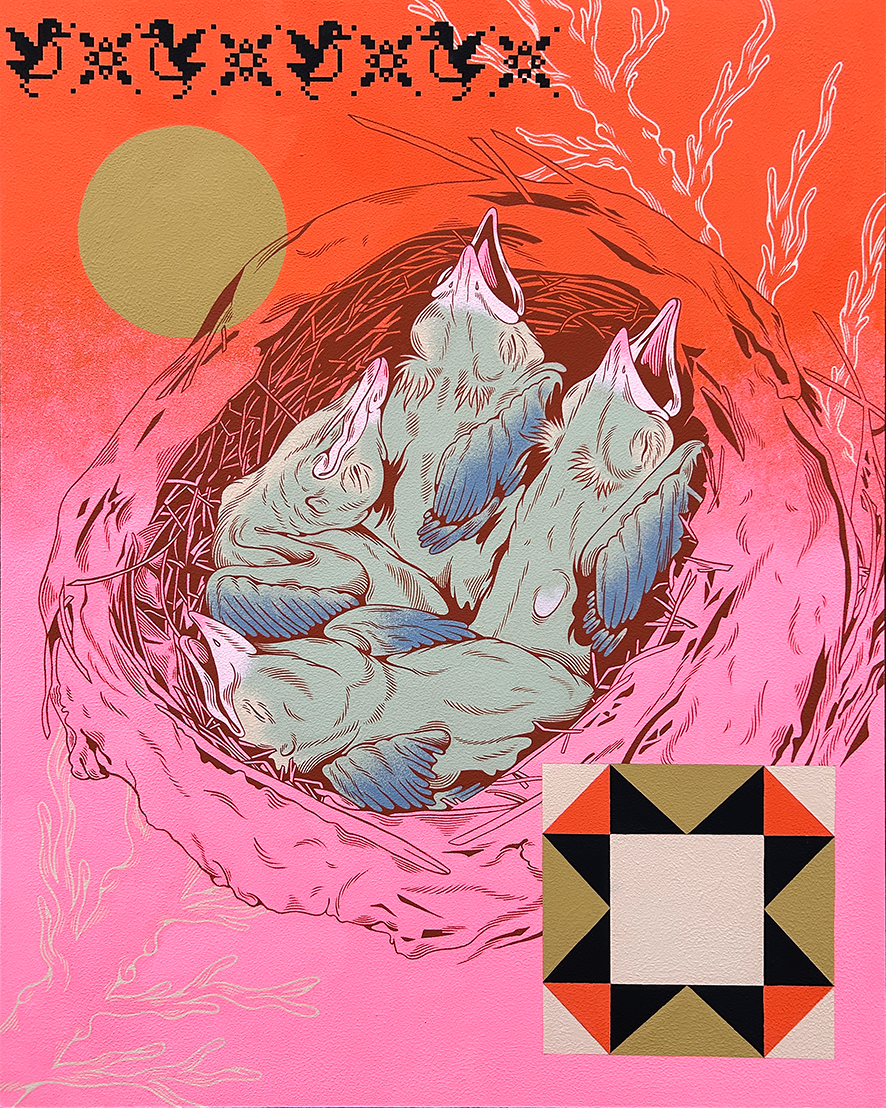 Lindsey Yeager, 24, 2025 Gouache and flashe on panel, 24" x 30"