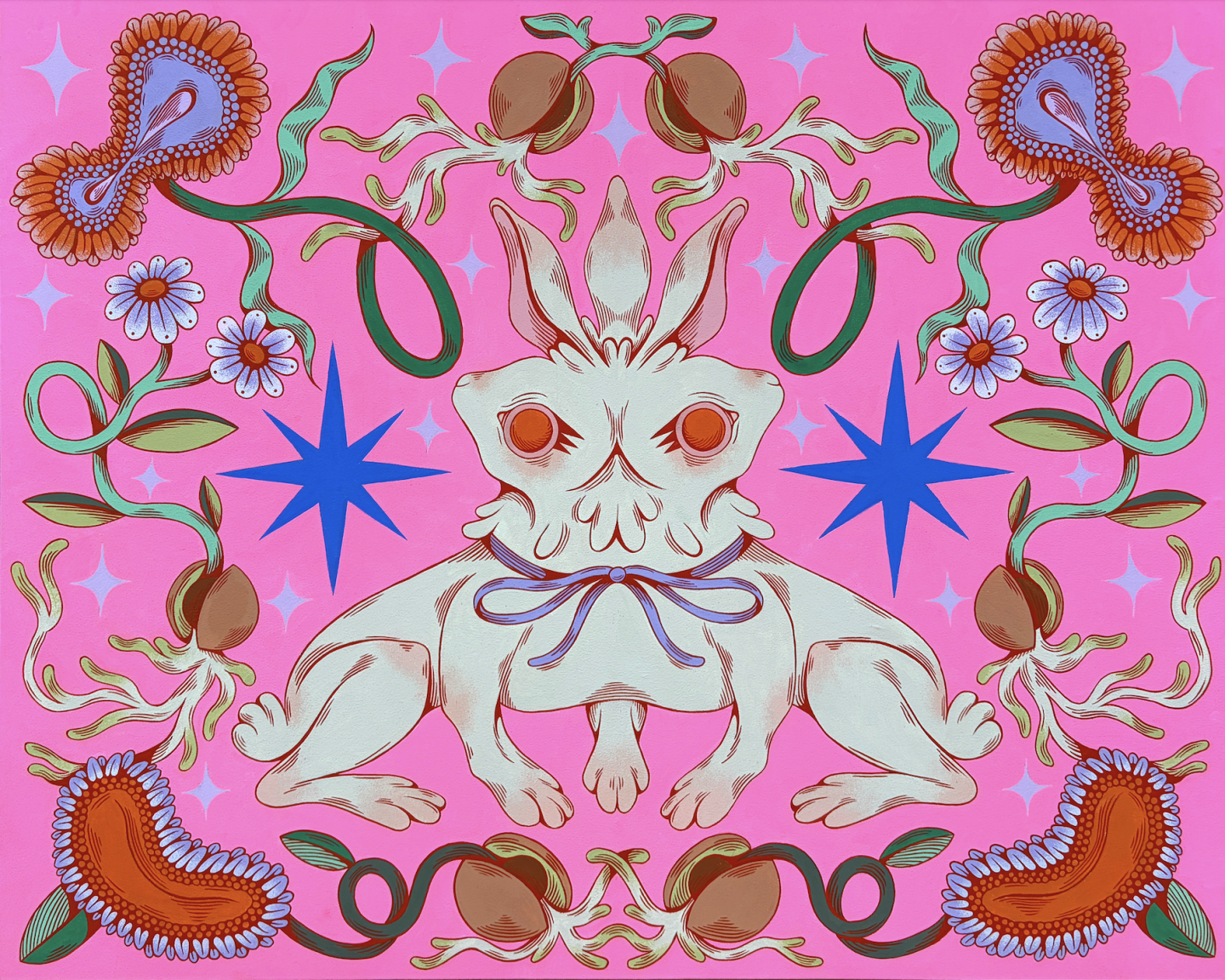 Lindsey Yeager, Mitosis (We Can Make it if We Try), 2025 Gouache and flashe on panel, 24" x 30"